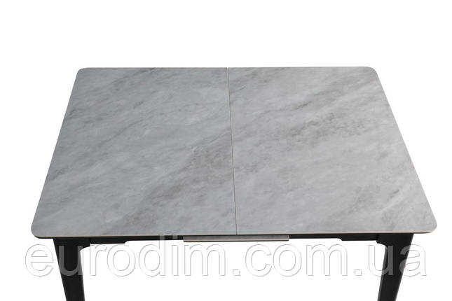 Стіл BERLIN CERAMIC 111(140)*75 сірий глянець/чорний каркас, фото 1