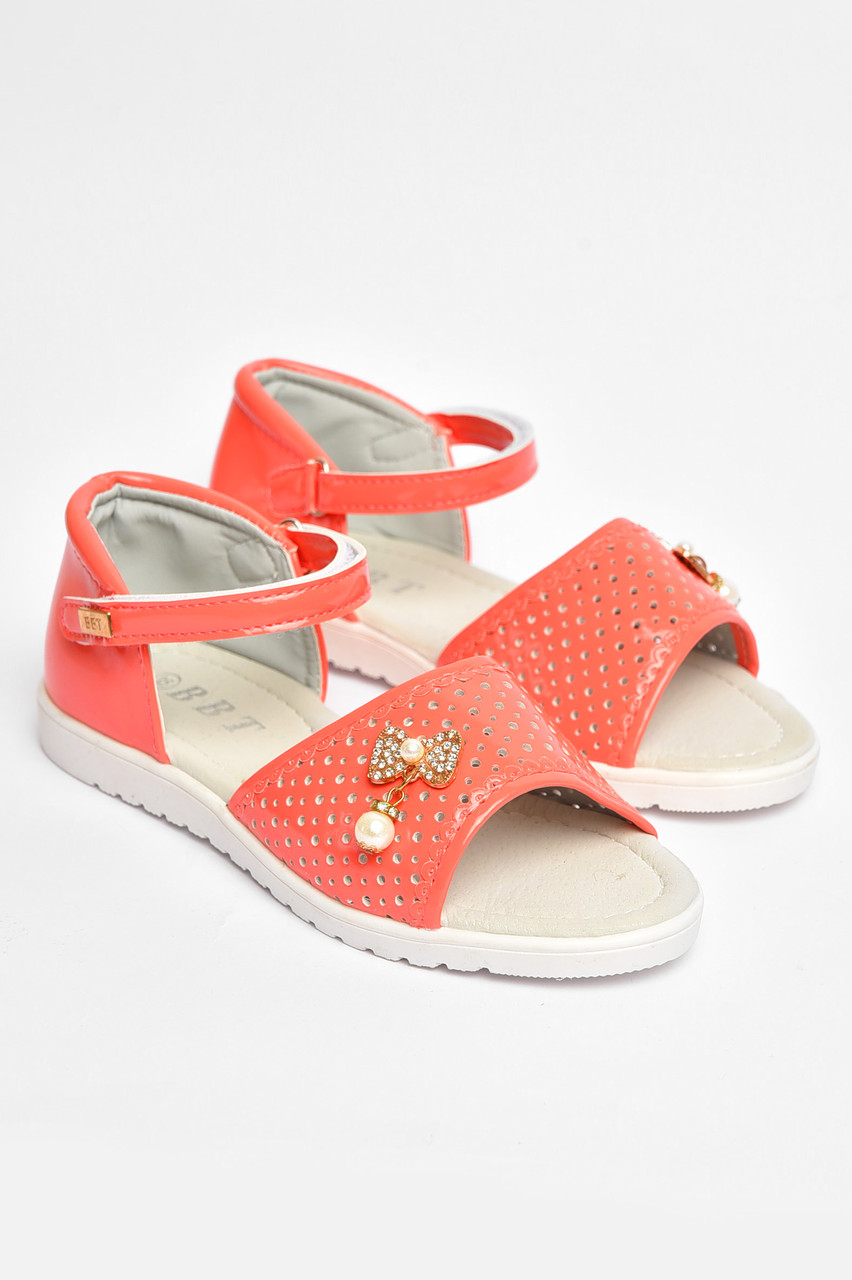 Босоніжки дитячі коралового кольору на ліпучці 204357T Безкоштовна доставка, фото 1