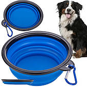 Миска силіконова для собак складана туристична карабінер 400 мл