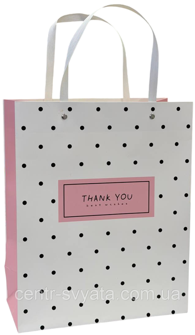 Подарунковий пакет "Горох на білому" 32х26х12 см