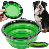 Миска силіконова для собак складана туристична карабінер 400 мл