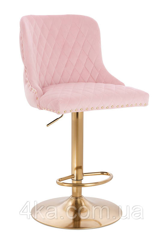 Крісло барне, візажне HR940W,велюр, пудра, база золото