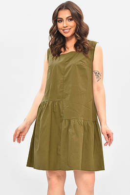 Сарафан жіночий однотонний зеленого кольору р.42-44 208178T Безкоштовна доставка