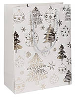 Подарунковий пакет новорічний білий 23х18х8см