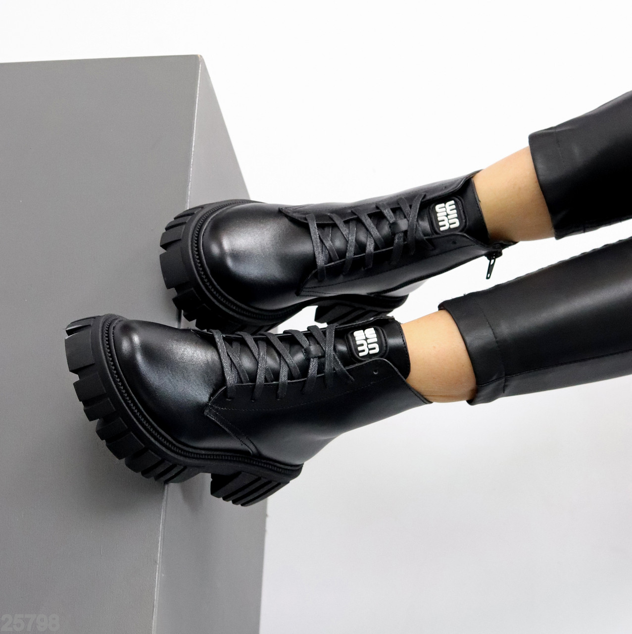 Чорні зимові черевики берці натуральна шкіра, фото 1