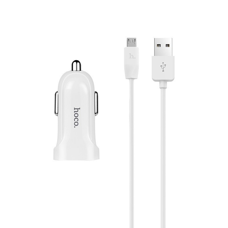АЗП Hoco Z2 Car charger set with Micro cable 1USB 1.5A Білий, фото 1