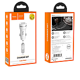 АЗП Hoco Z27 Staunch dual port in-car charger set with Micro 2USB 2.4A Білий, фото 2