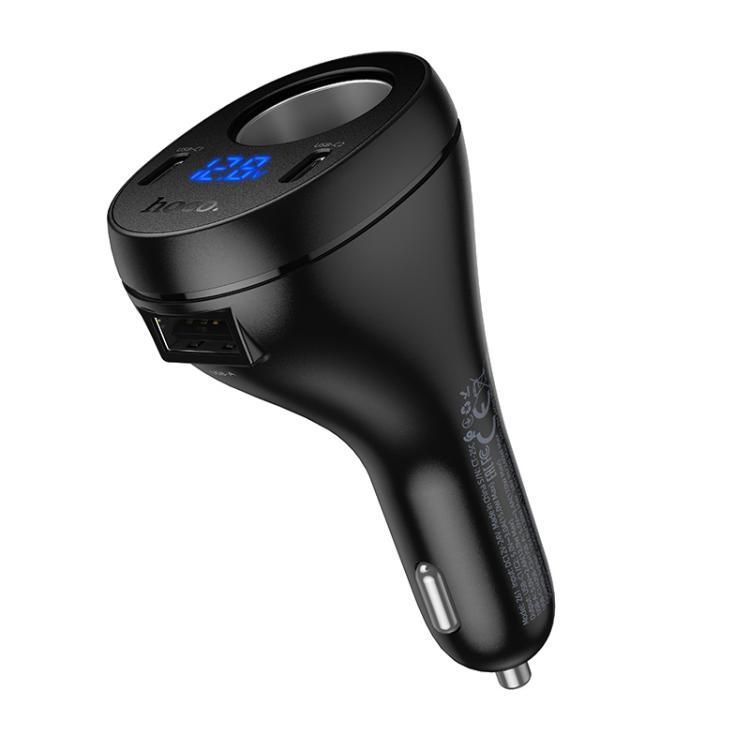 АЗП Hoco Z61 Correct three-port cigarette lighter car charger Чорний, фото 1