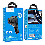 АЗП Hoco Z61 Correct three-port cigarette lighter car charger Чорний, фото 2
