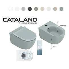 Комплект унітаз та біде зелені Catalano Sfera asqua satinato Tonalita
