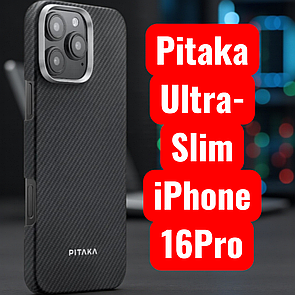Чохол Pitaka для iPhone 16 Pro Black/Grey Ultra-Slim чорний ультратонкий