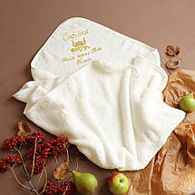 Тепла Махрова крижма без кутика молочного кольору 90х80 см базова модель з натуральної бавовни, фото 4