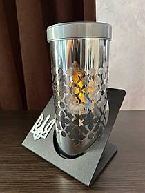 Кругла срібна лампадка "Промінь свободи" 24см