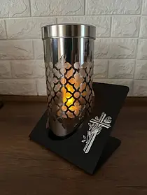 Лампадка сонячна батарея на підставці (Срібна) 24см в NEW дизайні!!!