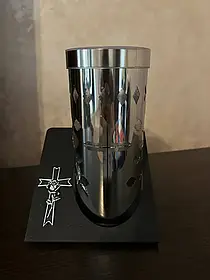 Лампадка сонячна батарея на підставці (Срібна) 24см