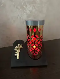 Лампадка на сонячній батареї золота,імітація полум'я свічки, 21 см