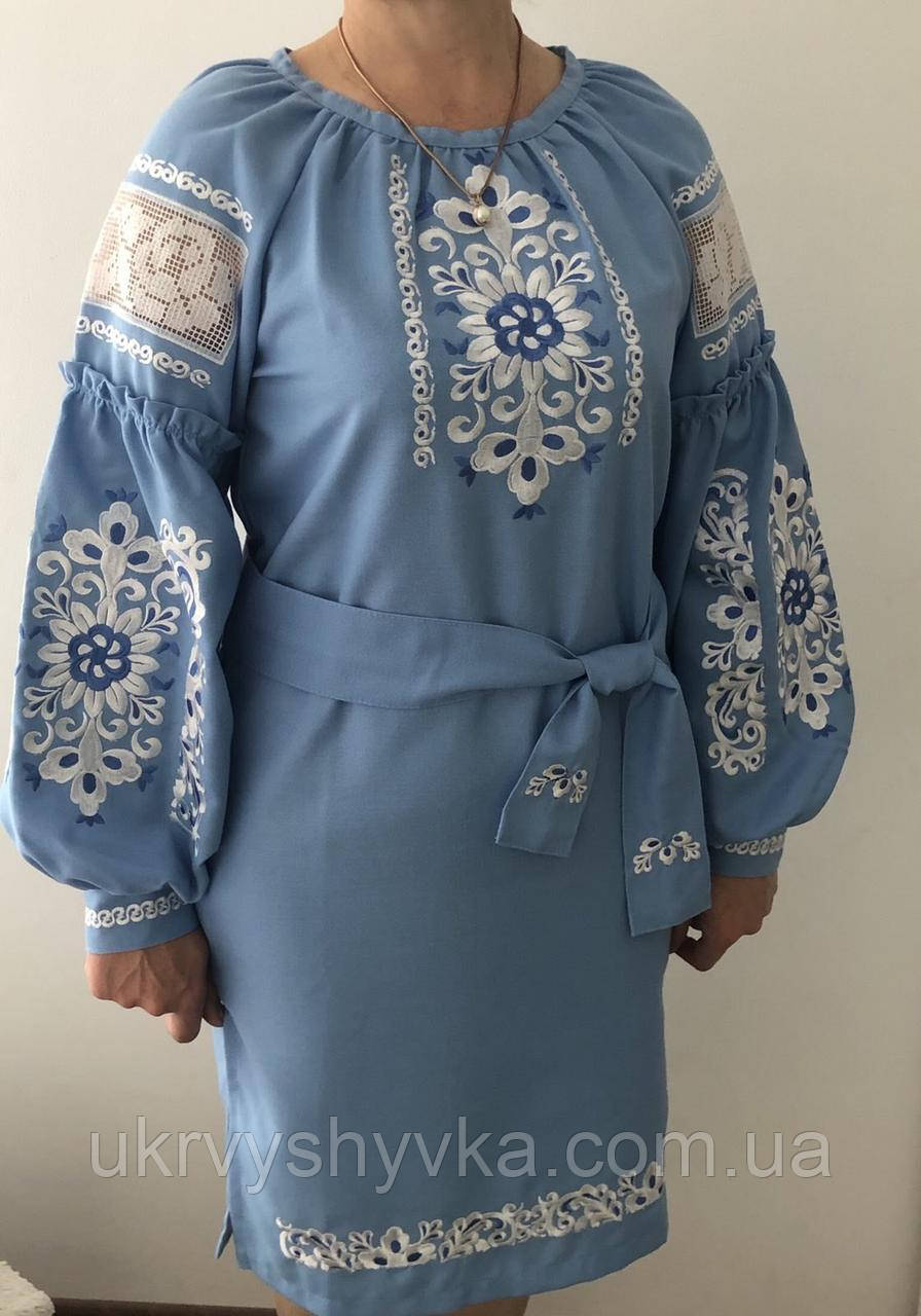 Вишите плаття голубого кольору "Чарівна роса", фото 1