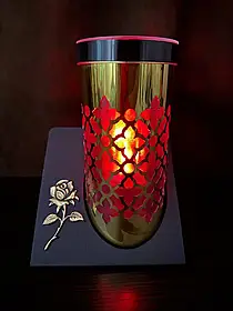 Лампадка сонячна батарея на підставці (Золота) 24см в NEW дизайні!!! Роза