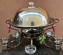 Садж для шашлику з підігрівом Люкс виноград з чарками та соусницями 36см