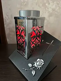 Лампадка на сонячній батареї срібна,імітація полум'я свічки, 23 см