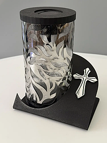 Лампадка мала на сонячній батареї срібна 15 см