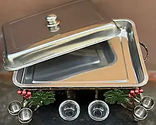 Садж для шашлику прямокутний Люкс виноград 45/35см з рюмками та соусницями