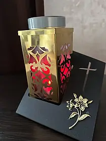 Лампадка сонячна батарея на підставці (Золота) 23см