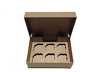 Коробка для капкейков, кексов и маффинов 6 шт 247*170*80 (Крафт)