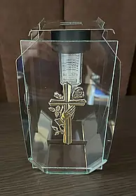 Лампадка на сонячній батареї срібна, лампадка сонячна скло+метал, 19 см