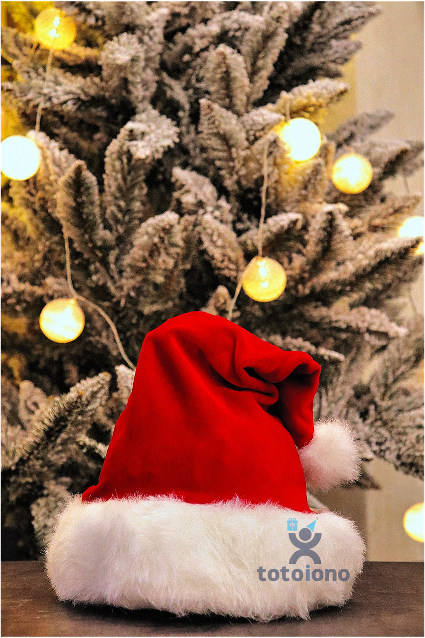 🔥 Топ! Тепла велюрова шапка Діда Мороза, червона, з хутром