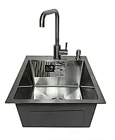 Комплект для кухни: мойка 40х50 см из нержавеющей стали с сушилкой, дозатором и смесителем