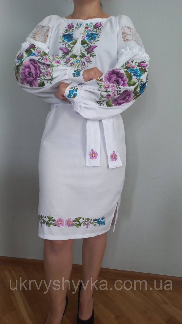 Біле плаття з квітковою вишивкою "Диво барв", фото 1
