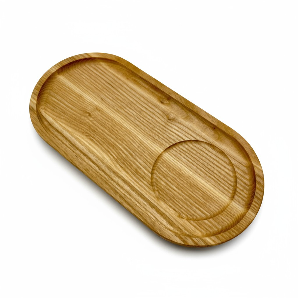 Сервірувальна дошка дерев'яна тарілка для подачі стейка шашлику м'ясних страв та нарізки 29х14 см "Авал", фото 1