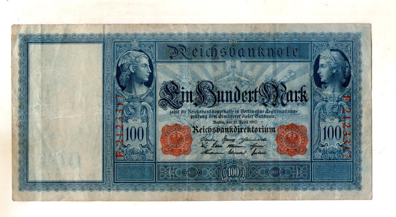 Німецька імперія 100 марок 1910 рік Берлін №124, фото 1