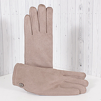 Рукавички жіночі зі штучної замші D1682-3T бежеві демісезонні розмір 7,5"-8"