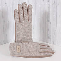Рукавички жіночі текстильні D3609-3T бежеві демісезонні розмір 7"- 7,5"