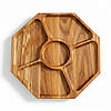 Менажниця дерев'яна секційна тарілка з розділювачами для подачі м'ясних страв та закусок "Монета" ясень 24 см, фото 3