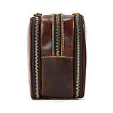 Косметичка-несесер на три відділення Tiding tid9666LC коричневий 30x17x15 см, фото 3