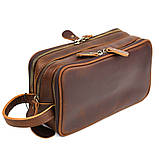 Косметичка-несесер на три відділення Tiding tid9666LC коричневий 30x17x15 см, фото 6