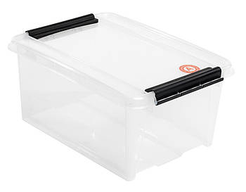 Ящик пластиковий для зберігання прозорий 14 л. з кришкою