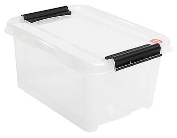 Ящик пластиковий білий прозорий для зберігання 32 л. з кришкою