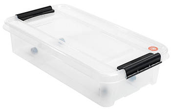 Великий ящик-короб пластиковий прозорий під ліжко 31Л із кришкою