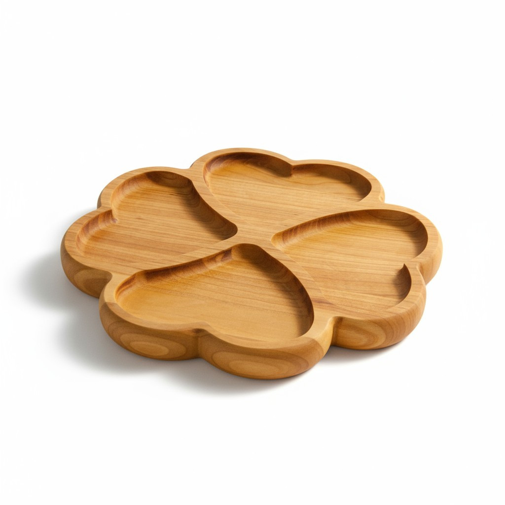 Дерев'яна тарілка секційна менажниця з роздільниками для подачі закусок сирних і м'ясних "Удача" ясень д24 см, фото 1