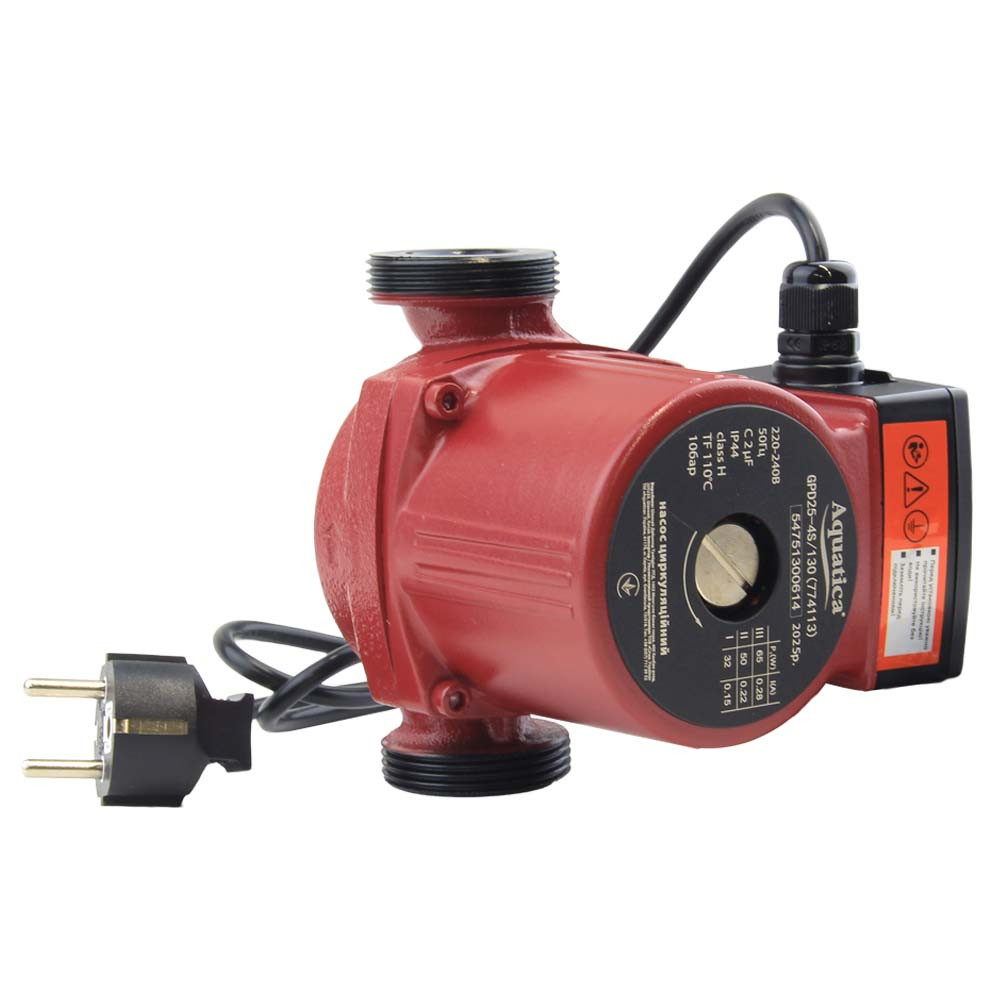 Насос циркуляційний 65Вт Hmax 4м Qmax 63л/хв Ø1½" 130мм + гайки Ø1" AQUATICA (3_774113), фото 1