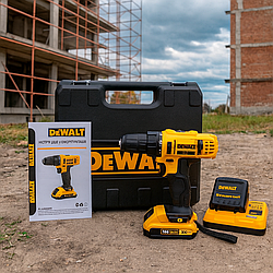 Шуруповерт акумуляторний DeWalt 21V з набором інструментів у кейсі, 2 акумулятори 2.0Ah