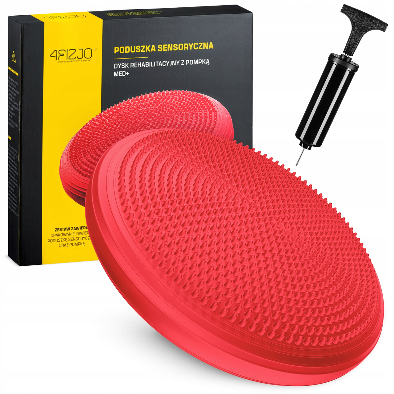 Балансувальна подушка-диск 4FIZJO MED+ 33 см сенсомоторна, масажна Red (P-5907739310156)