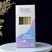 Свічки для торта "Прямі" 6 шт. Чорні з золотом, Золото, Білі з золотом