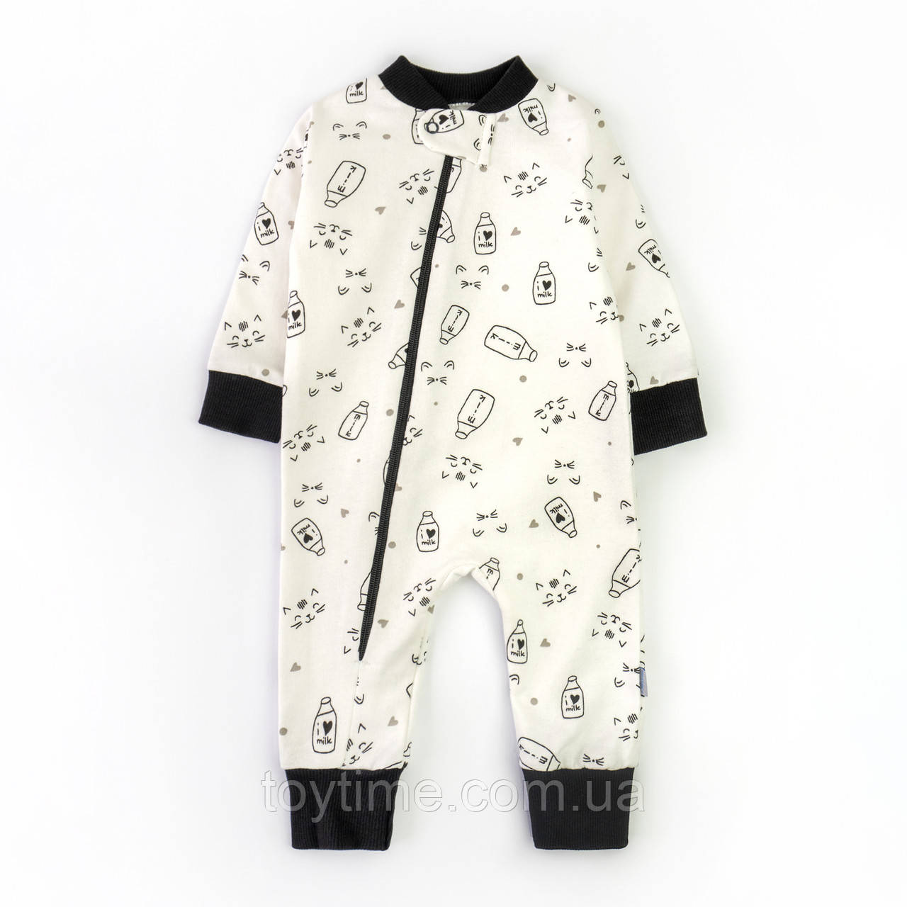 Чоловічок для немовлят з начосом на блискавці Milk, фото 1