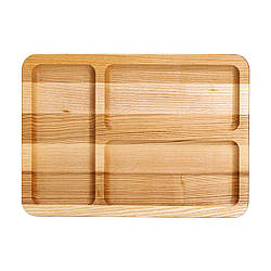 Дошка для подачі дерев'яна 30×20 см прямокутна на 3 секції, ясен T31W200 Доставка по Україні