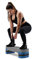 Степ платформа до аеробіки 3-рівнева сіро-синя, фото 2